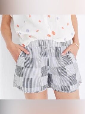 Madewell Stripe Check Pull On Shorts